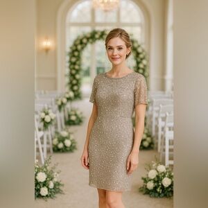 NWT Adrianna Papell Embellished Sequin Sheath Dress – Size 6